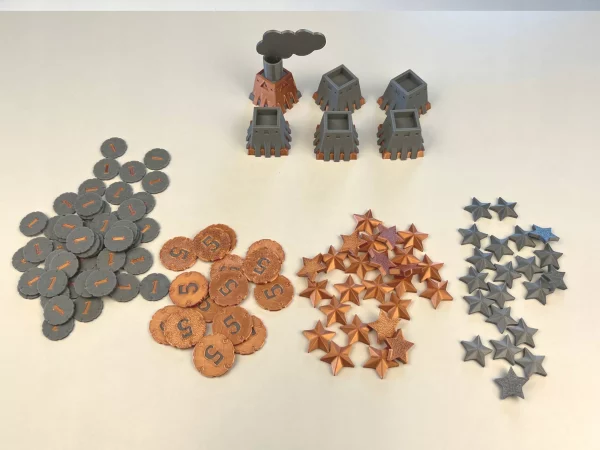 654b00fdb6c7305662f3c98cf327a728.jpg Zamienniki żetonów pasujące do gry Nucleum | Nucleum Upgrade Pack
