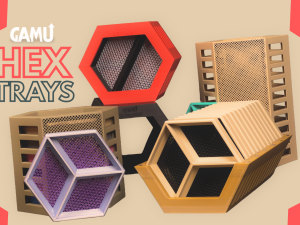 ACTUAL DESIGN - This is what we publish!-4 GAMU HexTrays - uniwersalne tacki do gier planszowych z pudełkiem