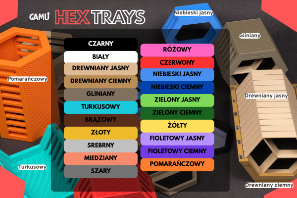 colors GAMU HexTrays - uniwersalne tacki do gier planszowych z pudełkiem